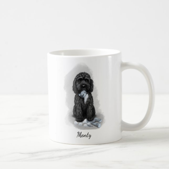 Taza De Café Cockapoo negro "El Teddy está derrotado" (Derecha)