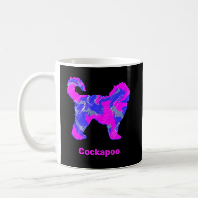 Taza De Café Cockapoo Perro Silhouette Loco Pink Negro caliente (Izquierda)