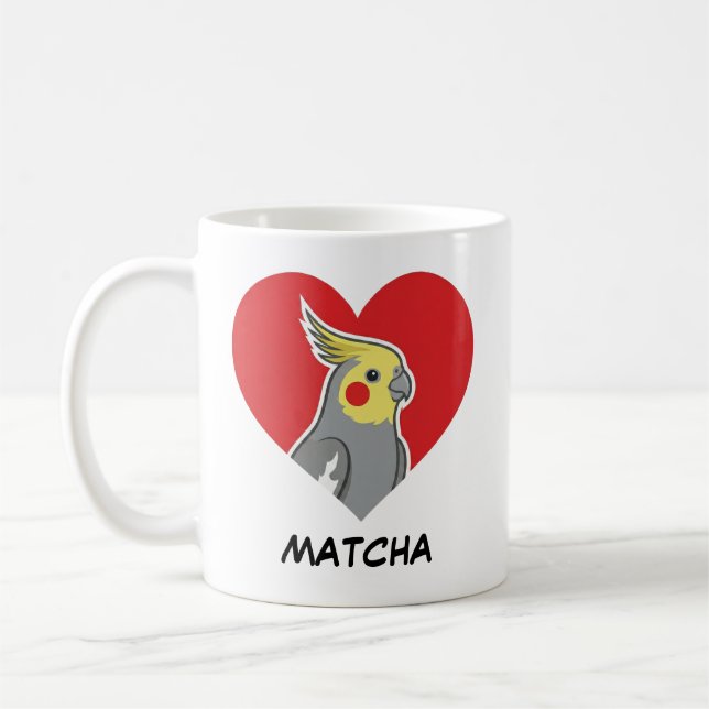 Taza De Café Cockatiel Personalized Heart Gift (Izquierda)