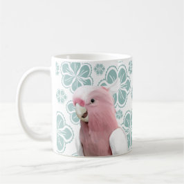 Taza De Café Cockatoo rosa con flores azules