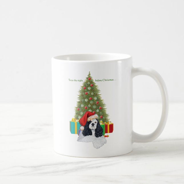 Taza De Café Cocker Spaniel Americano Navidad (Derecha)