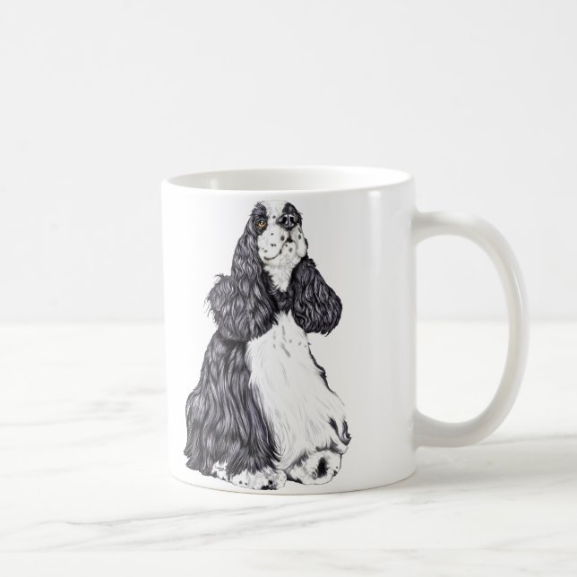 Taza De Café Cocker Spaniel BW Parti (Derecha)