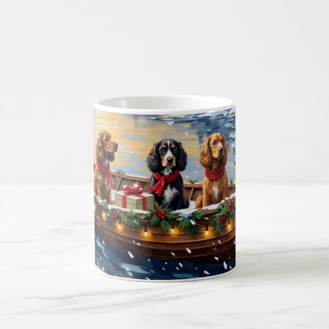 Taza De Café Cocker Spaniel Christmas Boat Holiday (Centro)