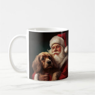 Taza De Café Cocker Spaniel Con Santa Claus Festivo Navidad