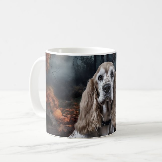 Taza De Café Cocker Spaniel Halloween Scary (Anverso izquierdo)