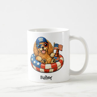 Taza De Café Cocker Spaniel Patriótico Personalizado 4 de Julio
