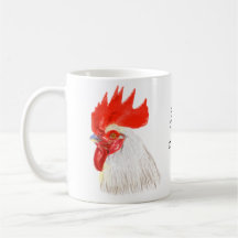 Cockerel de gallo blanco con su texto personalizad