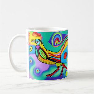 Taza De Café Cockerel psicodélico: Un cóctel estridente y color