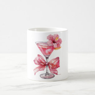 Taza De Café Cocktail Floral rosa