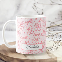 Coco Rojo Lazo Rosa Coquette Nombre Personalizado