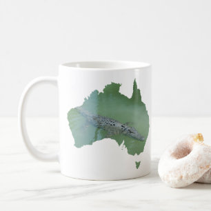 Taza De Café Cocodrilo de Agua Salada Croc Australia Forma Verd
