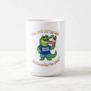 Taza De Café Cocodrilo Divertido Comiendo Helado Dibujo Animado