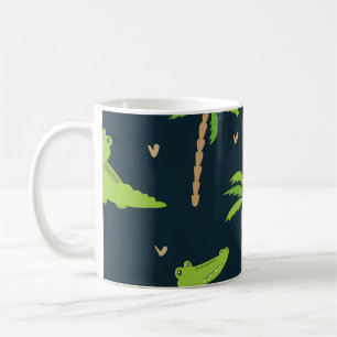 Taza De Café Cocodrilos personalizados: Patrón de palmas de lig