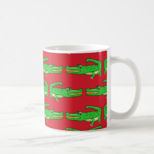 Taza De Café Cocodrilos verdes en rojo