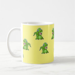 Taza De Café Cocodrilos verdes sobre amarillo