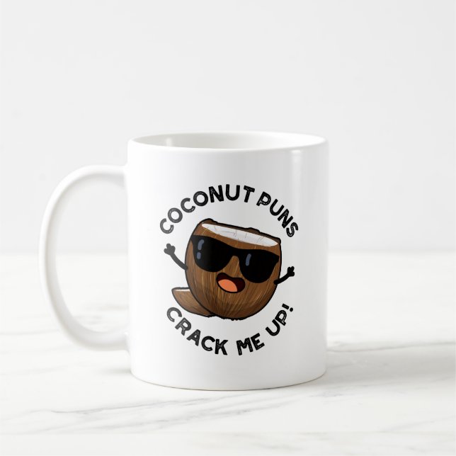 Taza De Café Coconut Punks Crack Me Up Funny Fruit Pun (Izquierda)