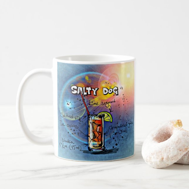 Taza De Café Cóctel de perro salado (#6 de 12 conjuntos de rece (Con donut)