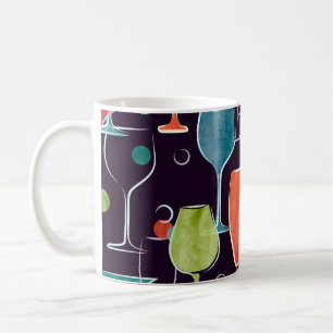 Taza De Café Cócteles acuarelas, colorido patrón vintage.