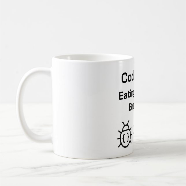 Taza De Café Coder Coffee Mug - Comer bugs para el desayuno (Izquierda)