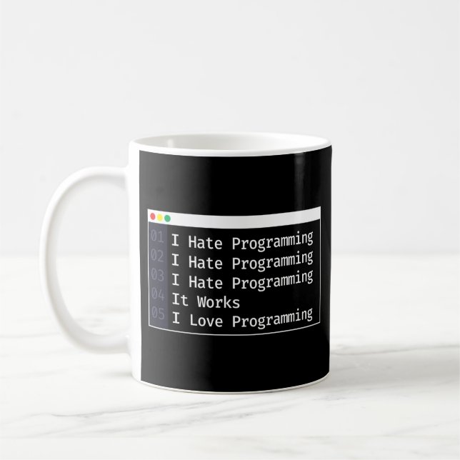 Taza De Café Codificación de programadores odio la programación (Izquierda)
