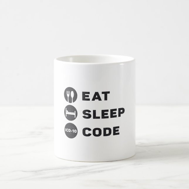 Taza De Café Codificador médico Cód Eat Sleep Code Programador  (Centro)