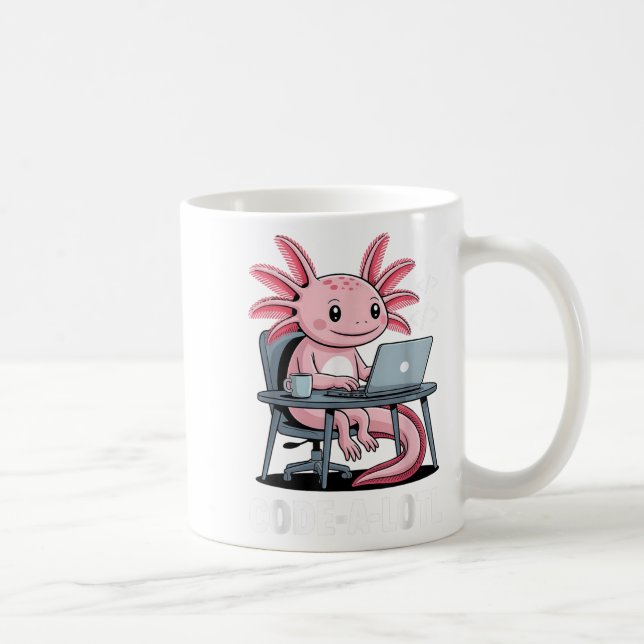 Taza De Café Código-Alotl Funny Axolotl Tee Para Programadores (Derecha)
