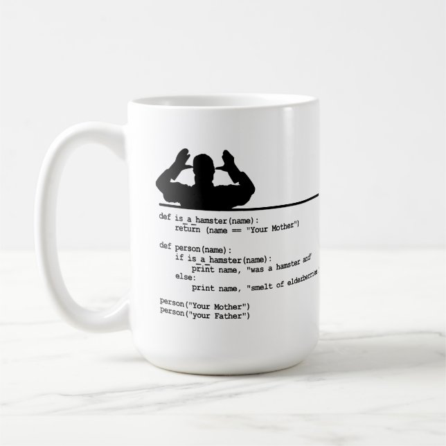 Taza De Café Código de Python - Tu madre era un hámster (Izquierda)
