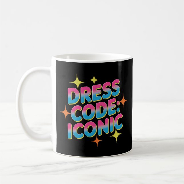 Taza De Café Código de vestir: retro vibrante icónico (Izquierda)