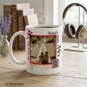 Taza De Café Código QR de canción de foto moderna personalizada