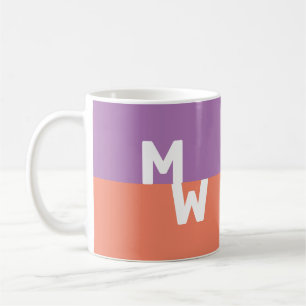 Taza De Café Código QR Pastel Cuadrado de Monograma Minimalista