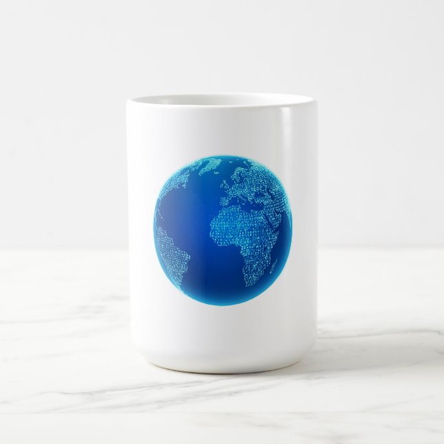 Taza De Café Códigos binarios digitales azules Tierra (Centro)