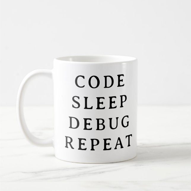 Taza De Café Coding Gige Mug - Code Sleep Debug Repeat Mug (Izquierda)