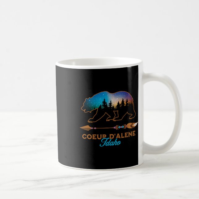 Taza De Café Coeur D'alene Idaho Bear Starry Night Travel Souve (Derecha)