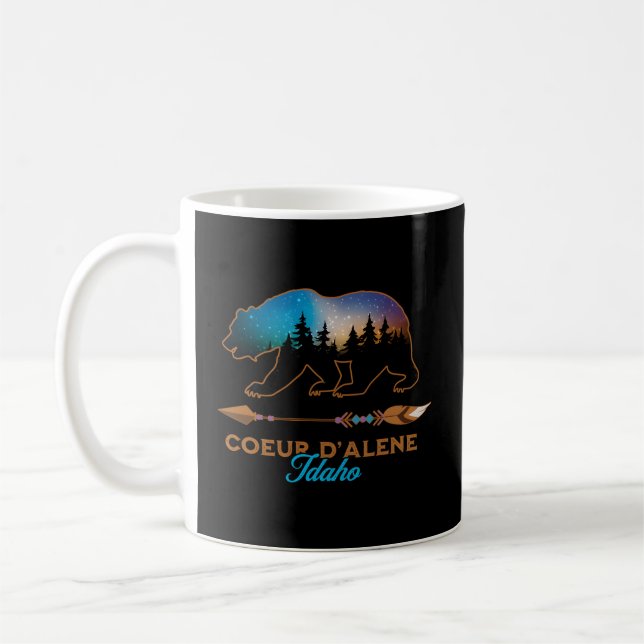 Taza De Café Coeur D'Alene Idaho Viaje nocturno estrellado (Izquierda)