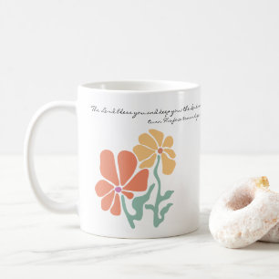 Taza De Café Cof Bendición Verso Bíblico Floral Moderno de Medi
