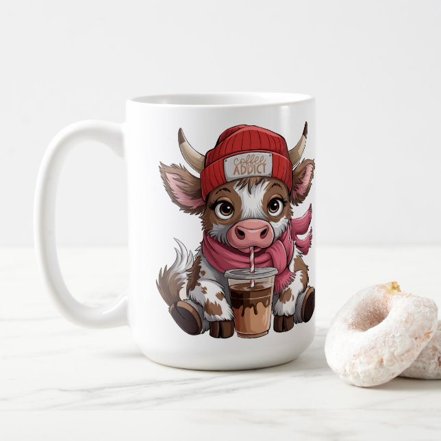 Taza De Café Coffee Addict Cow (Con donut)