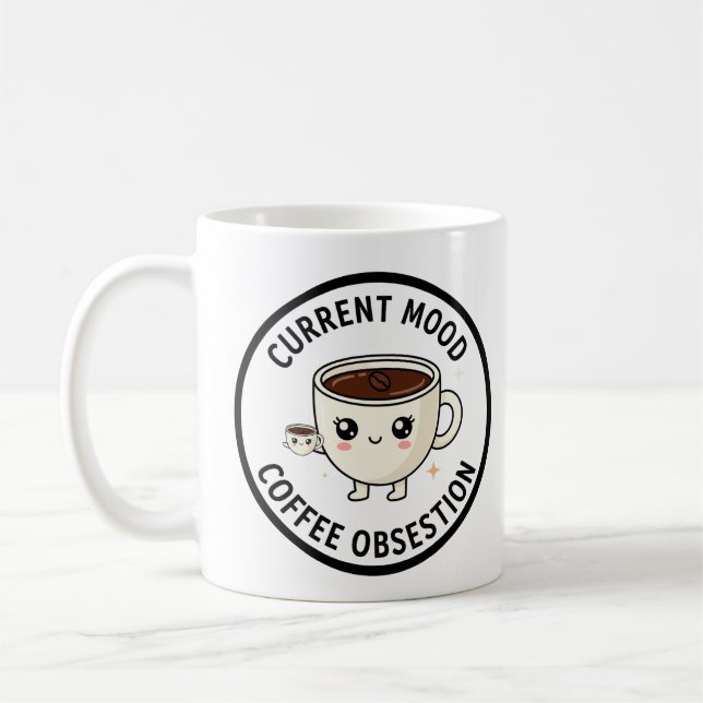 Taza De Café "COFFEE ADDICT" Cute Cartoon Coffee Cup Mug (Izquierda)