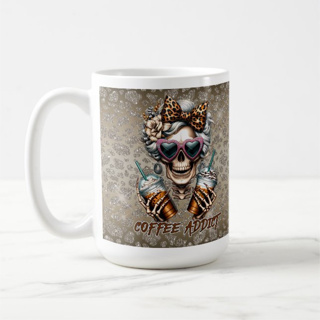 Taza De Café Coffee Addict Skull Skeleton (Izquierda)