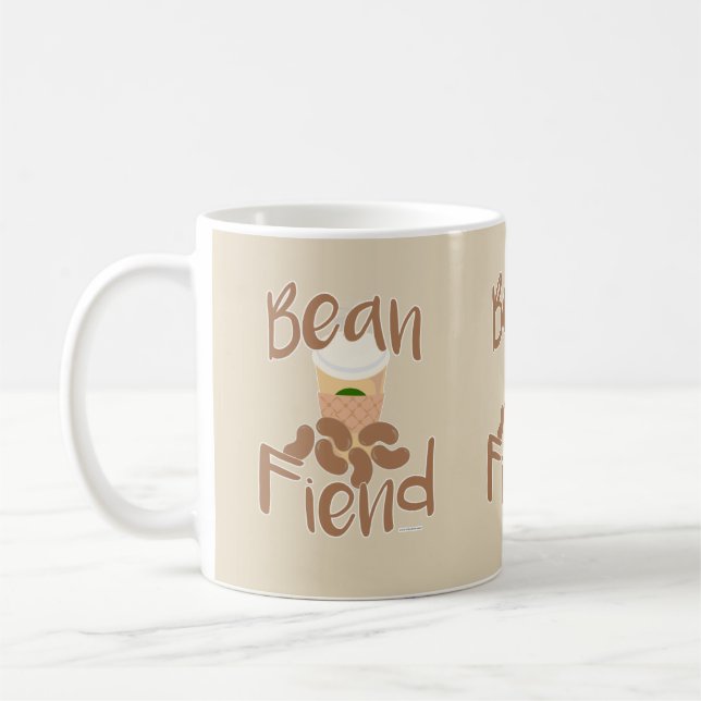 Taza De Café Coffee Bean Fiend Funny Java Junkie Slogan (Izquierda)
