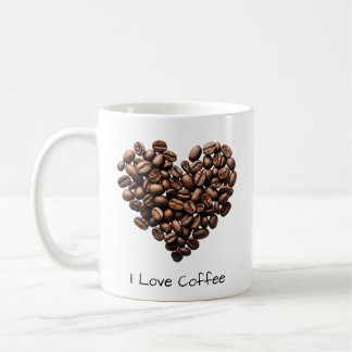 Taza De Café Coffee Beans Forma de corazón Mug, Love Coffee Des