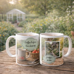 Taza De Café Coffee before gardening morning garden photo<br><div class="desc">Coffee before gardening,  personal morning garden photo mug.
Slow garden moment,  start the day in the garden.
Add your own photo,  name and text to personalize.</div>