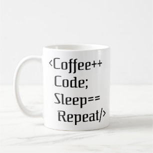 Taza De Café Coffee++ Code; Sleep==Repeat   Funny Programmer Qu