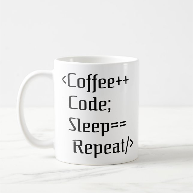 Taza De Café Coffee++ Code; Sleep==Repeat | Funny Programmer Qu (Izquierda)