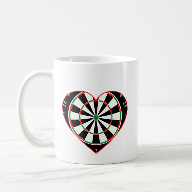 Taza De Café Coffee Cup Love Darts con un diseño cardiaco (Izquierda)