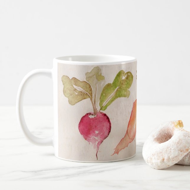 Taza De Café Coffee Cup Mug - Radish acuarela, arrozal, remolac (Con donut)