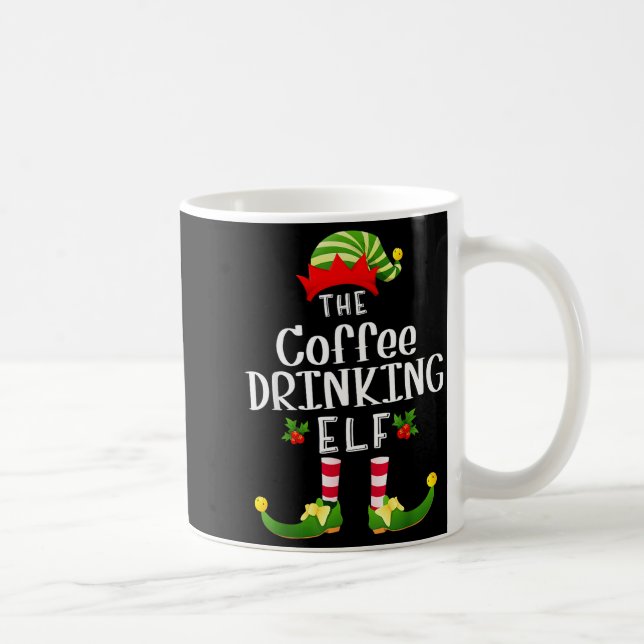 Taza De Café Coffee Drinking Christmas Elf Matching Pajama X-ma (Derecha)