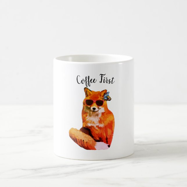 Taza De Café Coffee First Fox Drawing Mug (Centro)