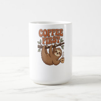 Taza De Café Coffee First Funny Sloth Mug
