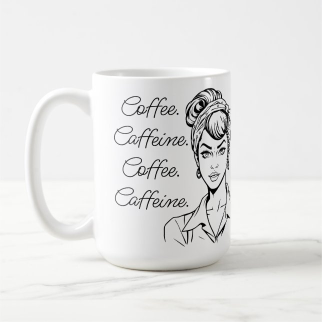 Taza De Café Coffee Humor | Coffee, Caffeine, Repeat (Izquierda)