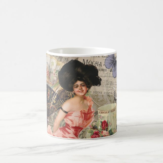 Taza De Café Coffee Lady Victorian Mujer Rosa Clásica (Centro)